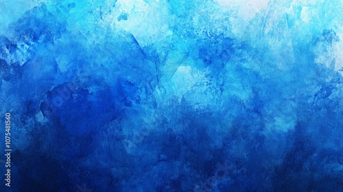 Blue Acrylic Watercolor Background with Soft White Brush Strokes