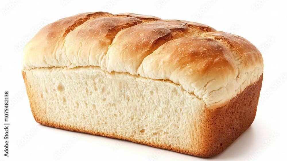 Freshly Baked Loaf of White Bread Isolated on a Pure White Background Ideal for Culinary and Baking Illustrations, Recipes, and Food Photography Needs Freshly Baked Loaf of White Bread Isolated on a Pure White Background Ideal for Culinary and Baking Illustrations, Recipes, and Food Photography Needs