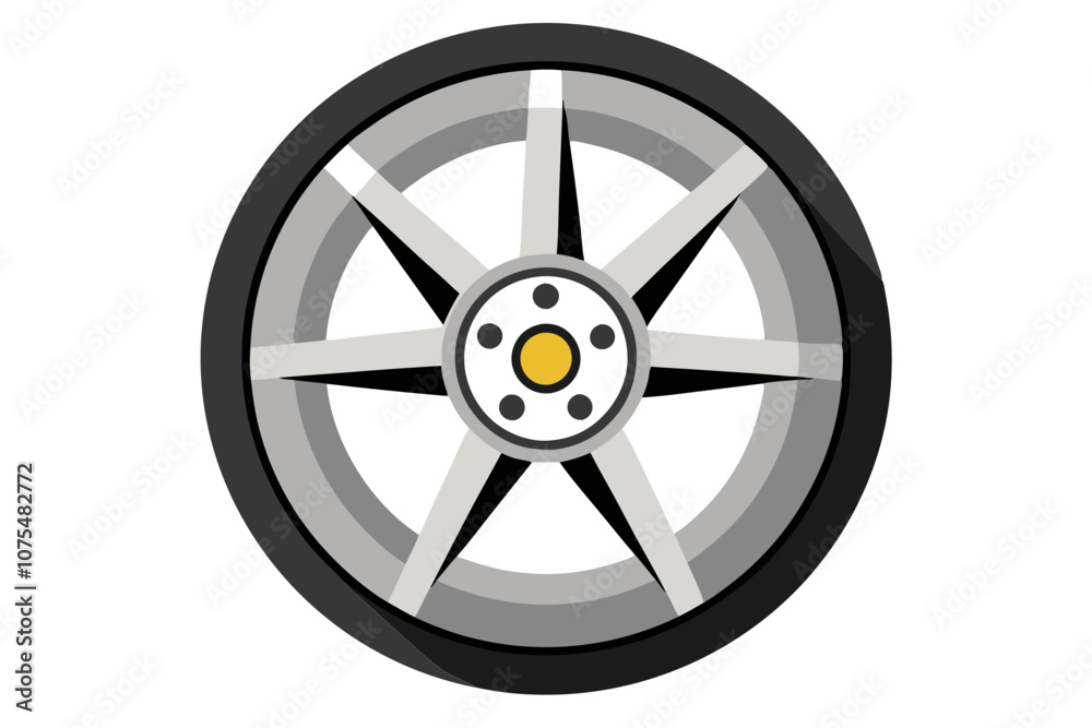 Obraz premium Minimalist Car Wheel Design on White Background for Versatile Use