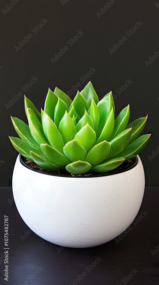 Vibrant potted succulents displayed on a dark wooden table against a striking black background for a modern aesthetic