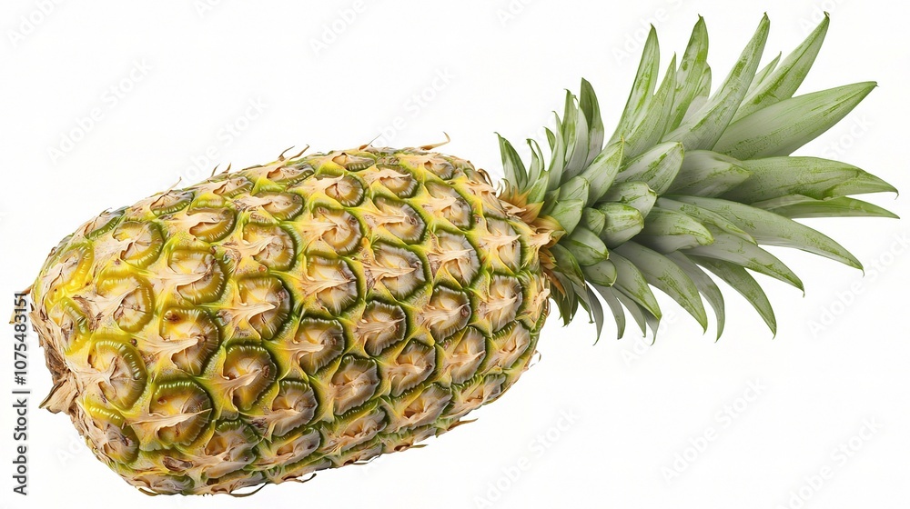Fresh Pineapple Isolated on White Background, Perfect for Tropical-Themed Projects, Healthy Eating Concepts, and Culinary Inspirations