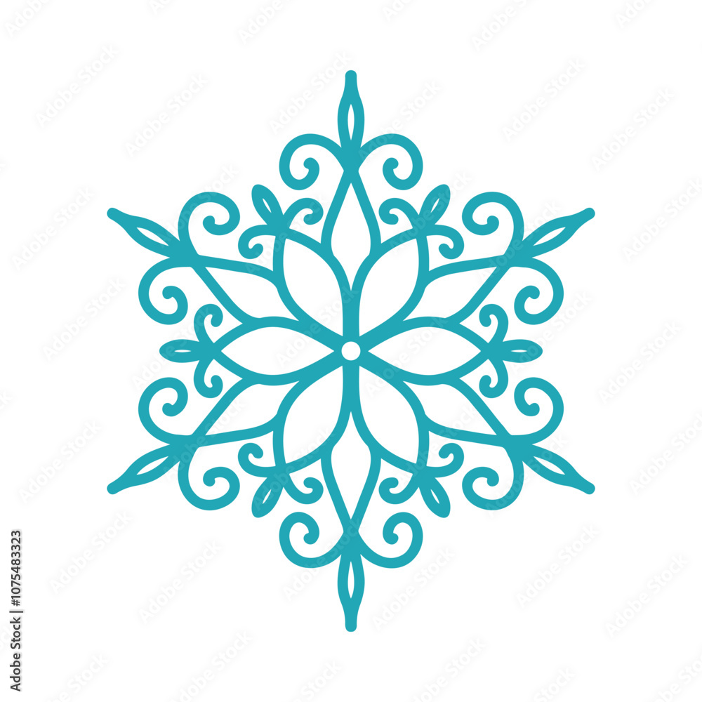 Beautiful snowflake, detailed hand drawn flat vector illustration. Graphic outline doodle drawing. Christmas and New Year symbol. Unique snowflake silhouette icon for frosty winter designs and decor Beautiful snowflake, detailed hand drawn flat vector illustration. Graphic outline doodle drawing. Christmas and New Year symbol. Unique snowflake silhouette icon for frosty winter designs and decor