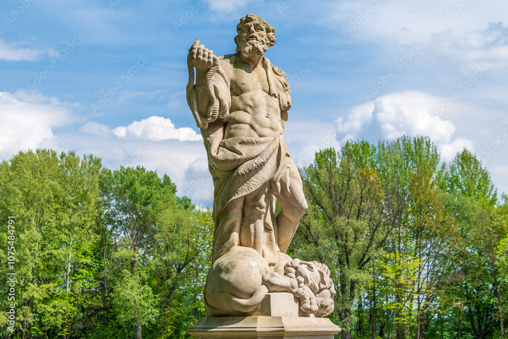 Naklejka premium Sculptures in the gardens of Wilanow Palace. Historical Monuments. Warsaw