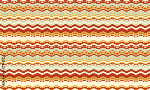 Abstract background with wavy stripes in vibrant colors, creating a rippled, liquid effect. Smooth curves and textured lines add elegance, vitality, and creativity. Ideal for wallpaper or textile.