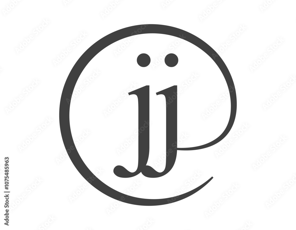 JJ logo from two letter with circle shape email sign style. J and J round logotype of business company JJ logo from two letter with circle shape email sign style. J and J round logotype of business company