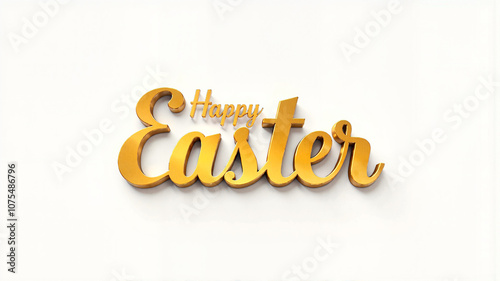 Golden happy easter text on white background for celebration design