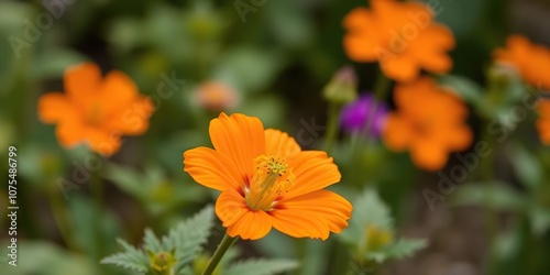 A close-up shot of an orange bellflower flower blooming in a garden, bloom, floral, plant growth