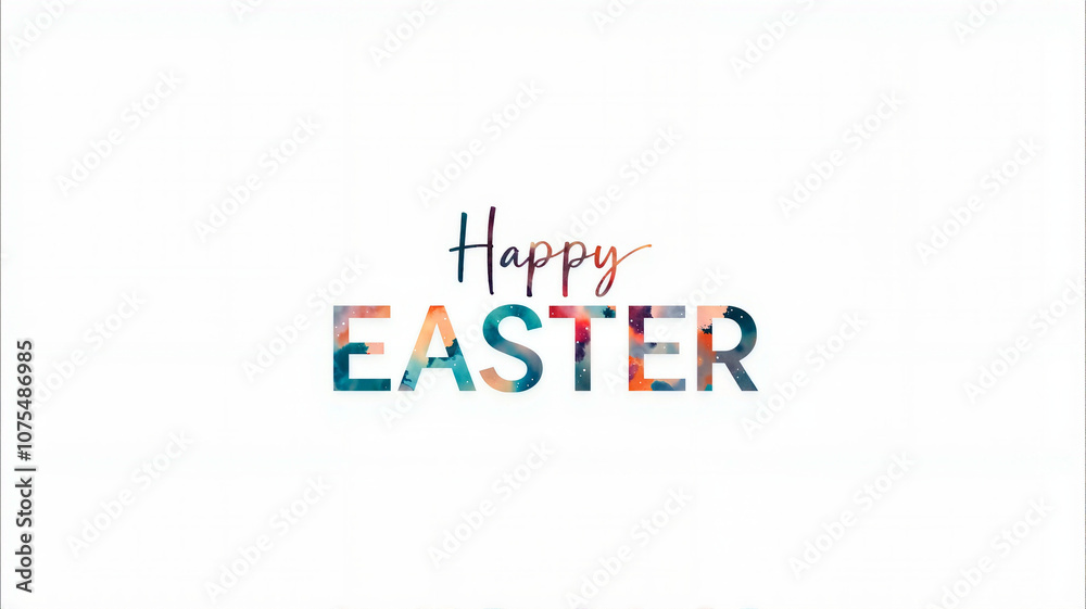 Fototapeta premium Colorful happy easter text design on white background