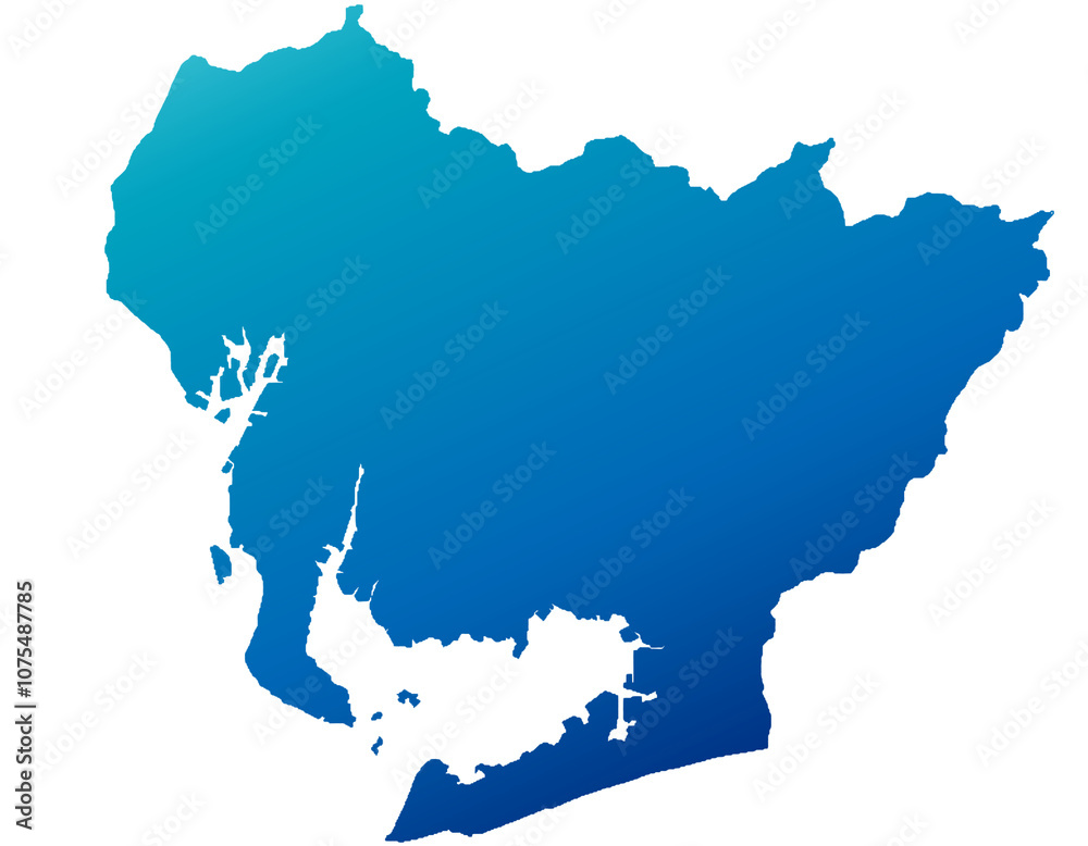 Obraz premium 愛知県 地図 青 グラデーション