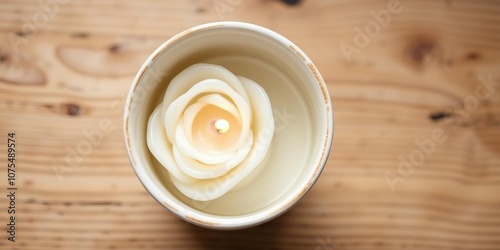 Rose Shaped White Soy Wax Candle in Tea Cup, relaxing scent, serene atmosphere