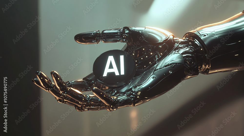 Futuristic Robotic Hand Holding Illuminated Futuristic Robotic Hand Holding Illuminated