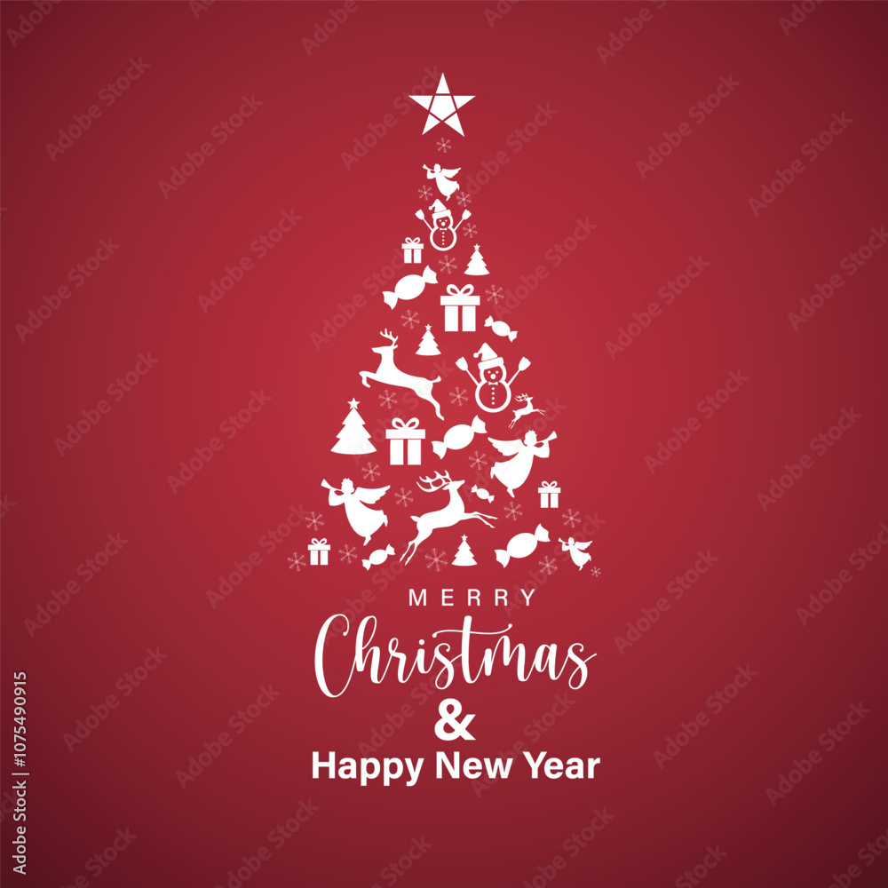 Merry Christmas invitation card party and xmas tree with watercolor and colorful background design Merry Christmas invitation card party and xmas tree with watercolor and colorful background design