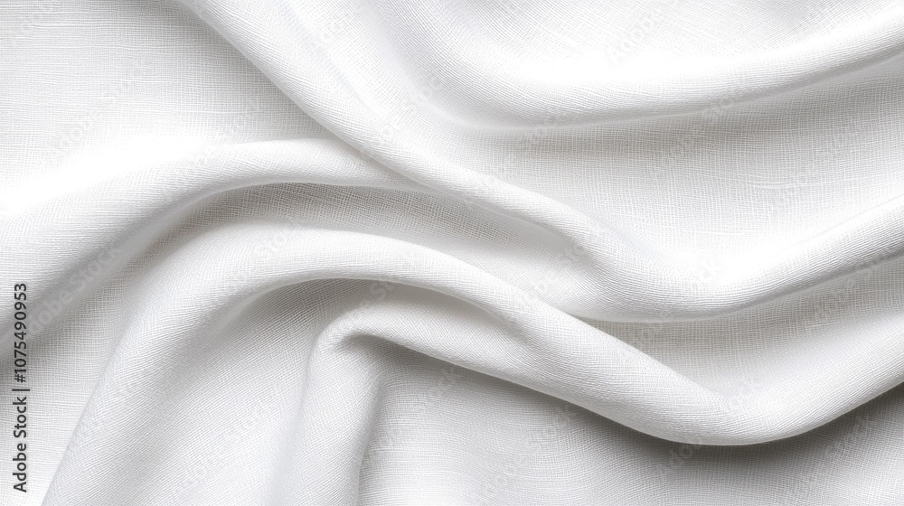 Naklejka premium Elegant white linen fabric with crumpled texture ideal for creative design and decoration in various settings