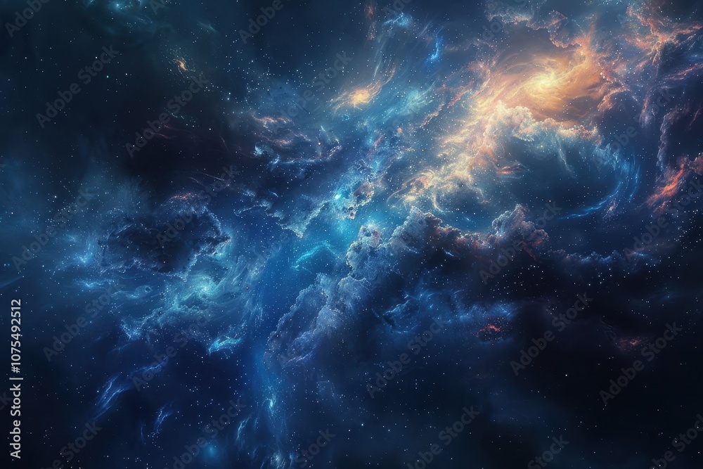 Glowing Nebula with Stars in Deep Space