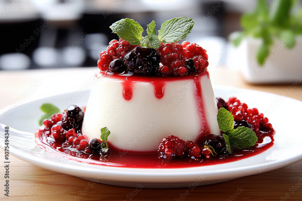 Classic Italian Panna Cotta Dessert | Creamy Italian Custard Dessert. Elegant Presentation Make It An Inviting And Sophisticated Treat, Showcasing The Rich Culinary Heritage Of Italy.