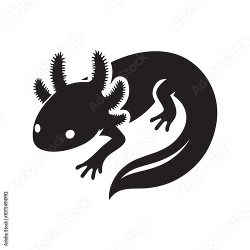 Axolotl Silhouette Vector Illustration | Unique Animal Clipart Design