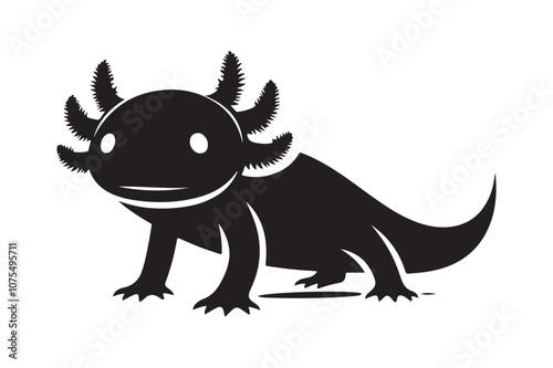 Axolotl Silhouette Vector Illustration | Unique Animal Clipart Design