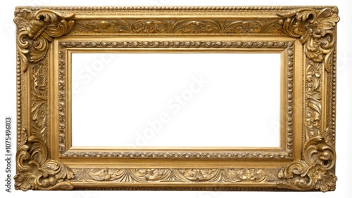 Ornate gold picture frame with gilded details and a luxurious feel, antique gold, classic look, decorative art, luxury home decor photo