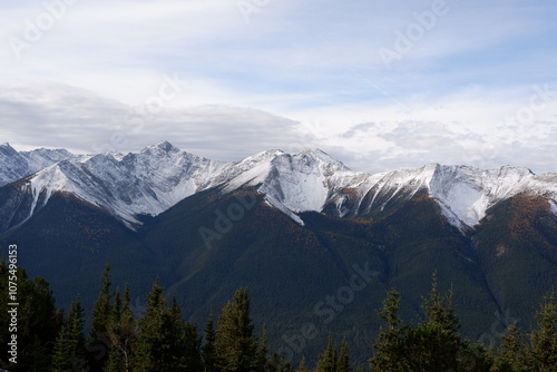 Photo of the Sundance Range in the Canadian Rockies within Banff National Park in Alberta, Canada.