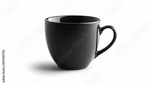 Simple Black Coffee Cup Isolated on White Background with Smooth Finish and Elegant Design for Minimalist Aesthetic in Modern Settings