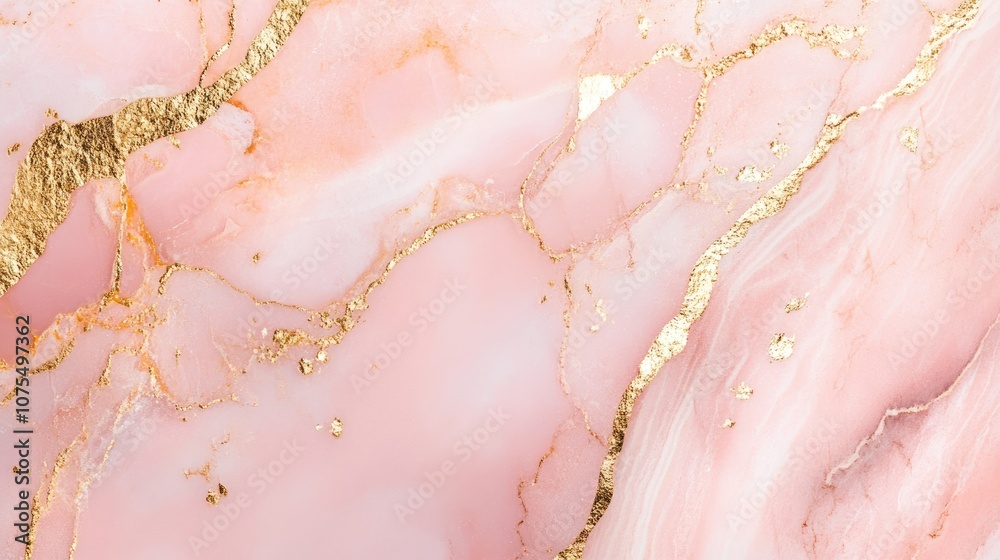 Fototapeta premium Pink Marble Texture Featuring Elegant Gold Veins