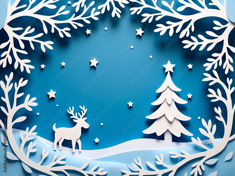 Naklejka premium christmas background with deer