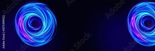 Geometric patterns of swirling magnetic fields against a dark blue or purple background, sci-fi design, 3D graphics