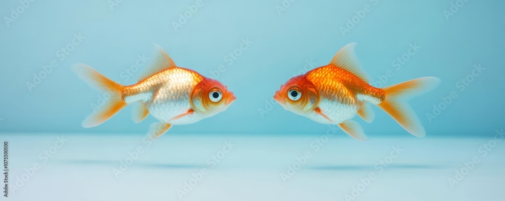 Fototapeta premium Pisces fish swimming in opposite directions, harmony in motion