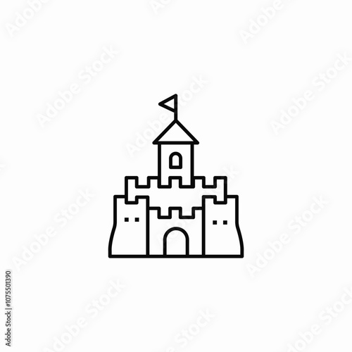 medieval tower castle icon sign vector