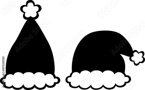 A pair of Santa hats