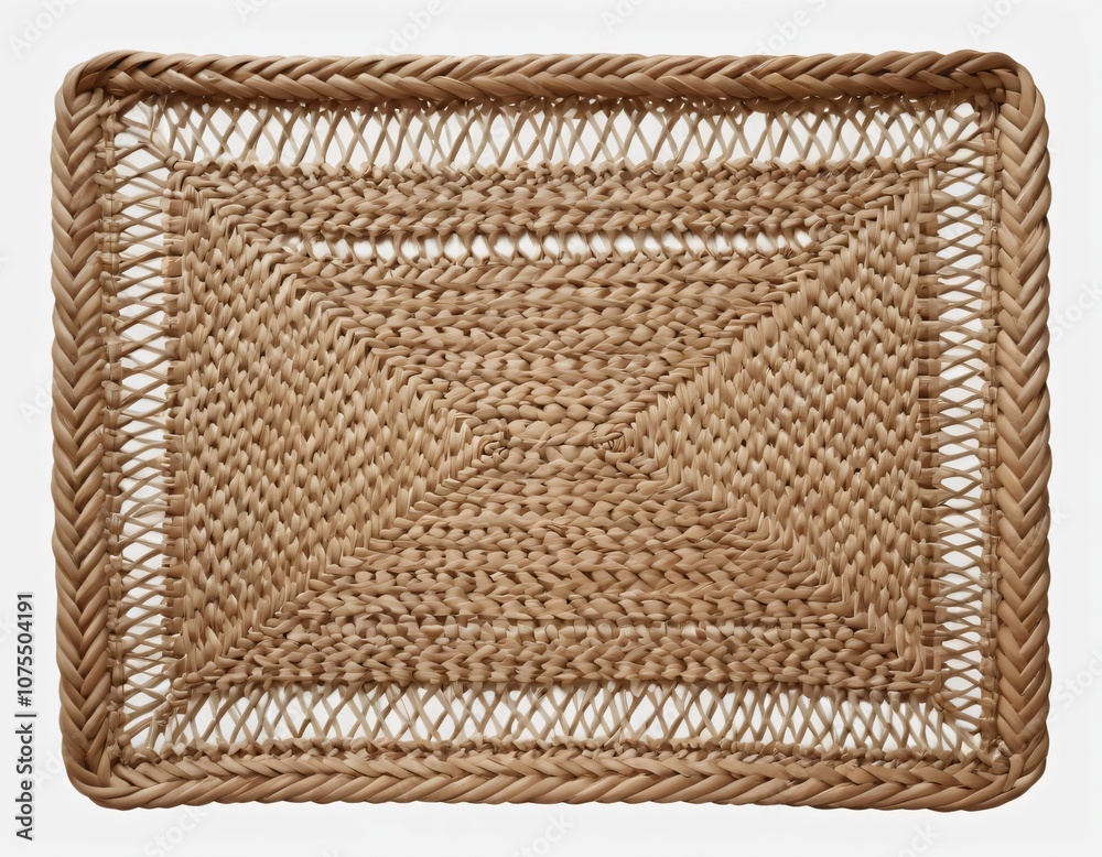 Fototapeta premium Handwoven Rattan Square Pattern, Natural Fiber Texture Background