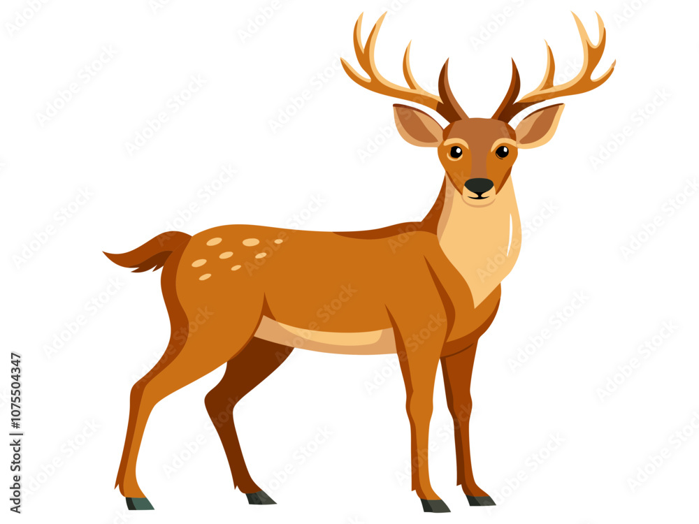 Obraz premium buck deer vector illustration, deer animal isolated flat vector illustration, deer cartoon isolated on white