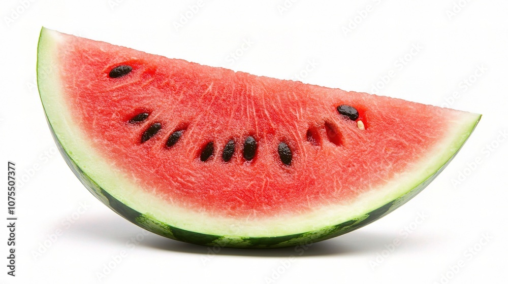 Vibrant Slice of Watermelon Isolated on a White Background, Perfect for Summer Themes and Refreshing Desserts, Ideal for Stock Photography Usage Vibrant Slice of Watermelon Isolated on a White Background, Perfect for Summer Themes and Refreshing Desserts, Ideal for Stock Photography Usage