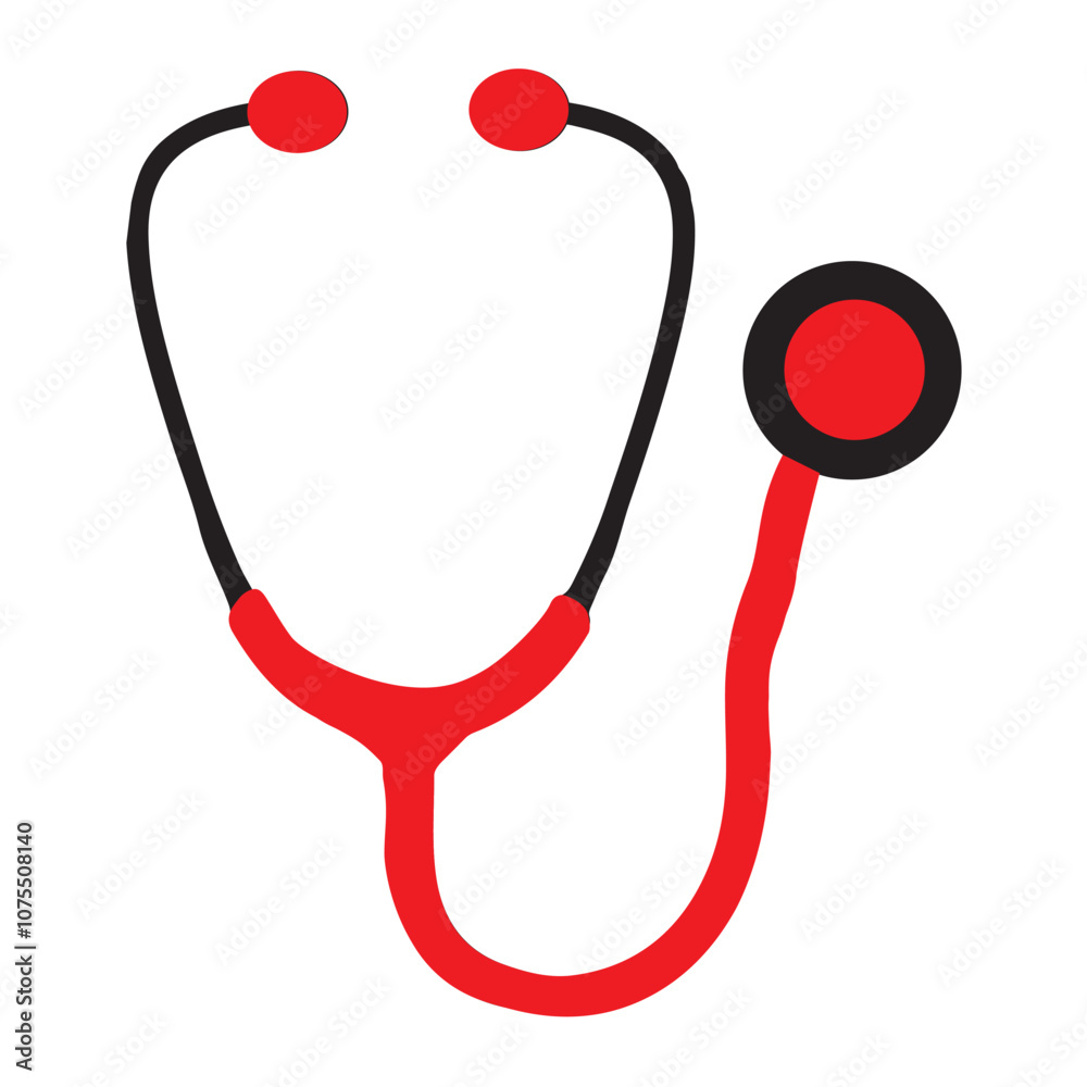 Vector illustration of stethoscope with red cord. Vector illustration of stethoscope with red cord.