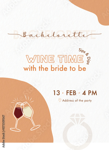 Bachelorette invitation wine time design