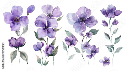 
Variation
31w


Hand painted watercolor purple flower set nature on white background. Watercolor artwork illustration for Valentine day, Mother day, wedding, save date card, birthday or annivers photo