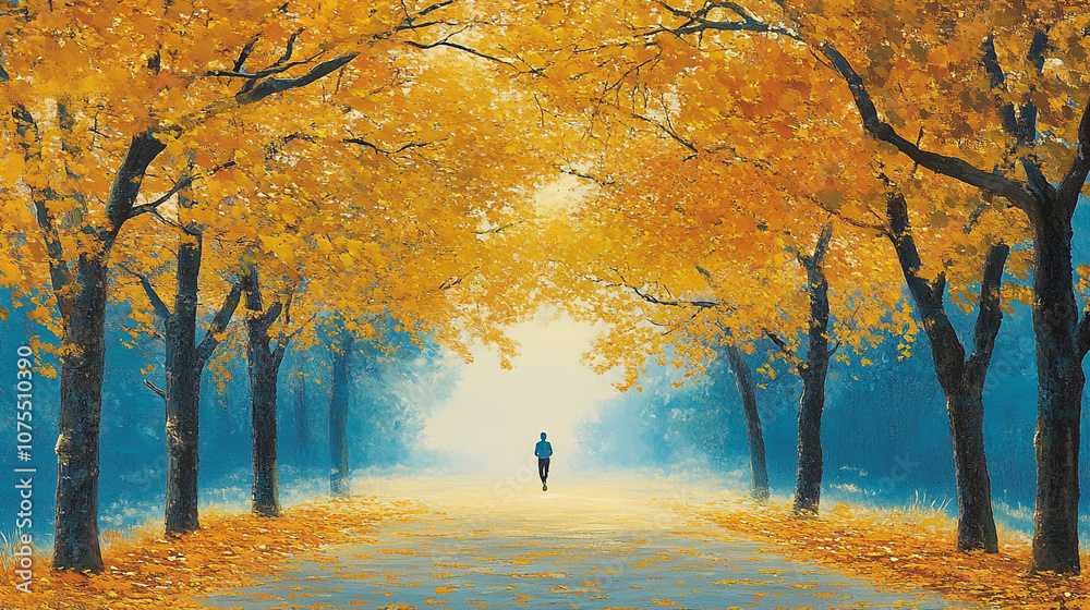 Fototapeta premium Solitude in Golden Autumn Forest Path