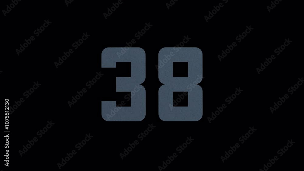 Scroll Number 38. Rolling Number. Transparent Background. Alpha Channel