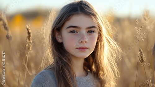 Contemplative Youth in Field of Tall Grass