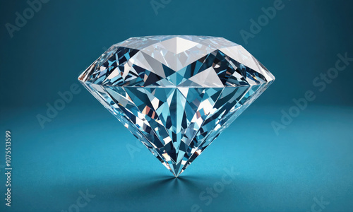 A large, clear diamond rests on a blue background