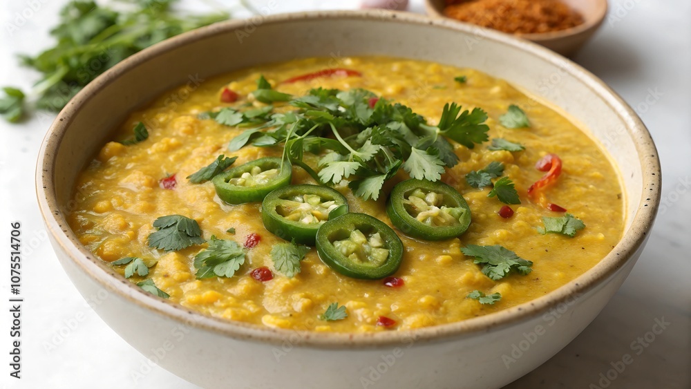 Spicy lentil dal with jalapeño and cilantro Spicy lentil dal with jalapeño and cilantro