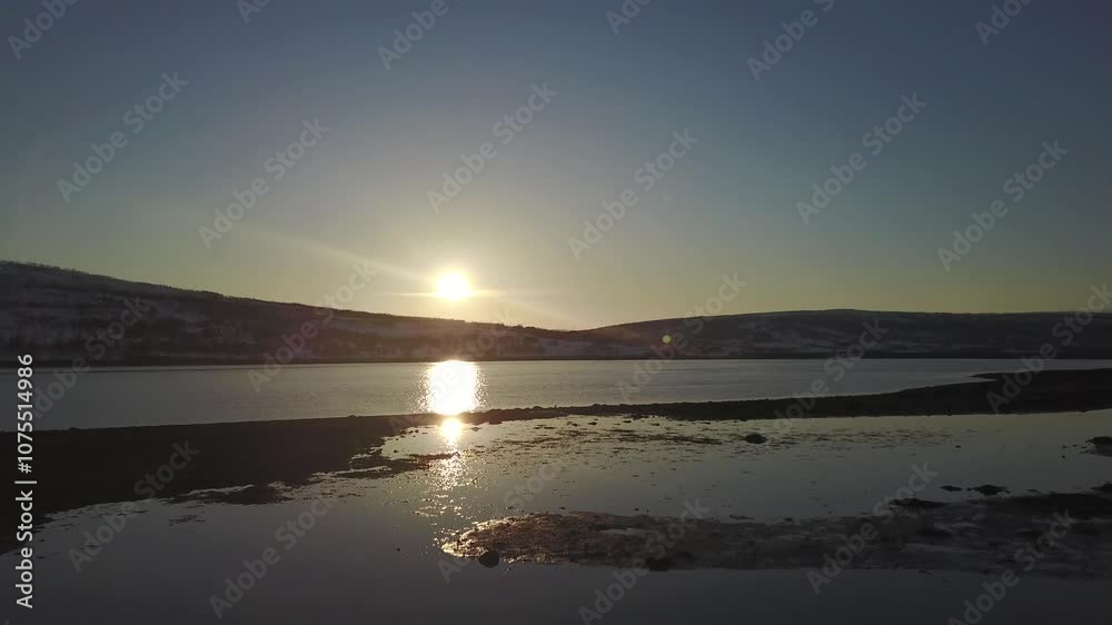 Drone Fjord coucher de soleil Drone Fjord coucher de soleil