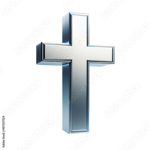 silver cross isolated on white background PNG