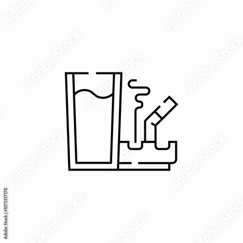 cigarette ashtray glass water icon sign vector