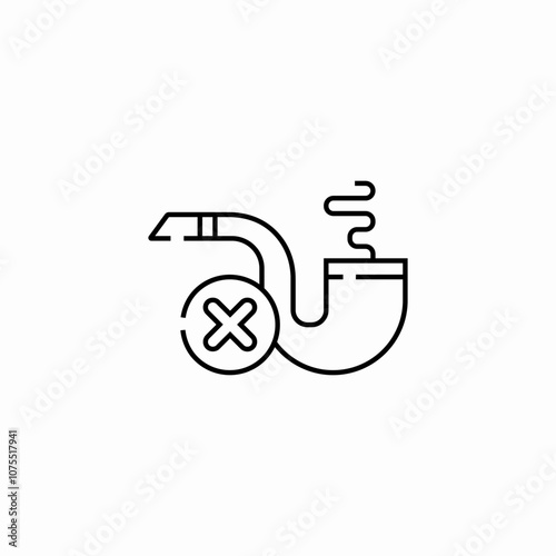 pipe smoking prohibited icon sign vector