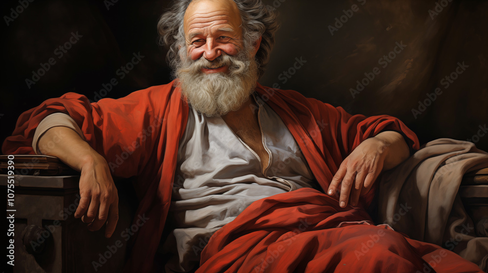 Obraz premium Democritus, the Laughing Philosopher in Classic Portrait
