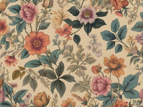 Floral Pattern Seamless Background  Vintage Flowers  Elegant Botanical Design