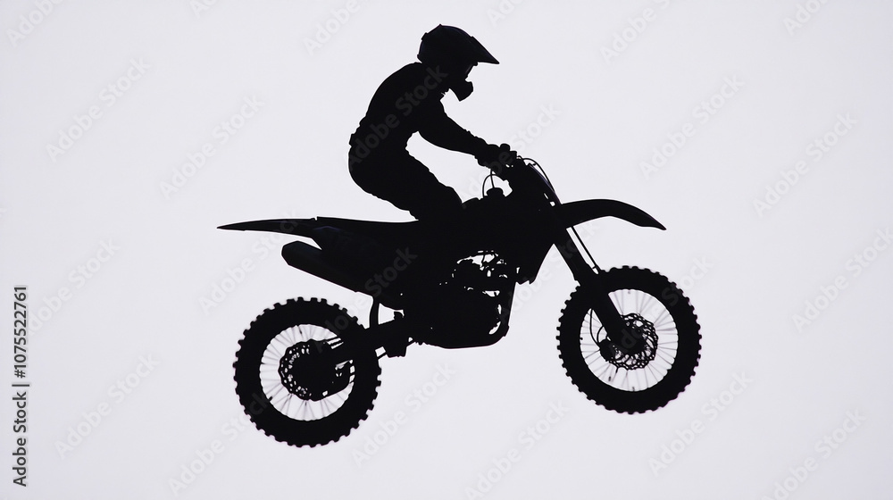 Silhouette of Motocross Rider Jumping on Dirt Bike Silhouette of Motocross Rider Jumping on Dirt Bike