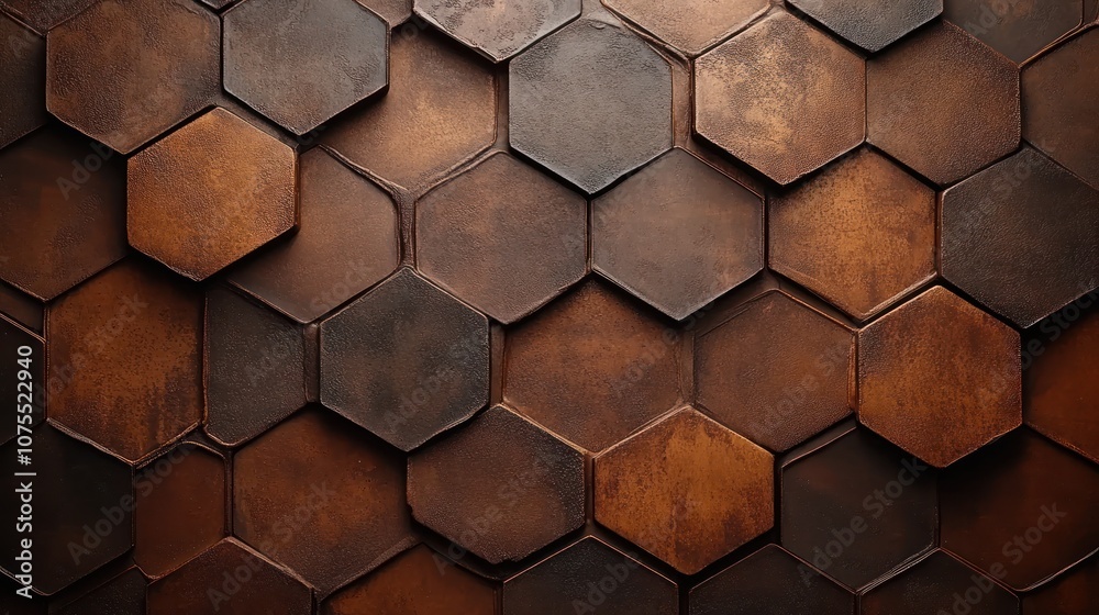 Abstract geometric pattern of brown hexagons with a 3D effect. Abstract geometric pattern of brown hexagons with a 3D effect.