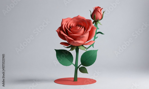 A delicate, paper rose blooms against a plain background